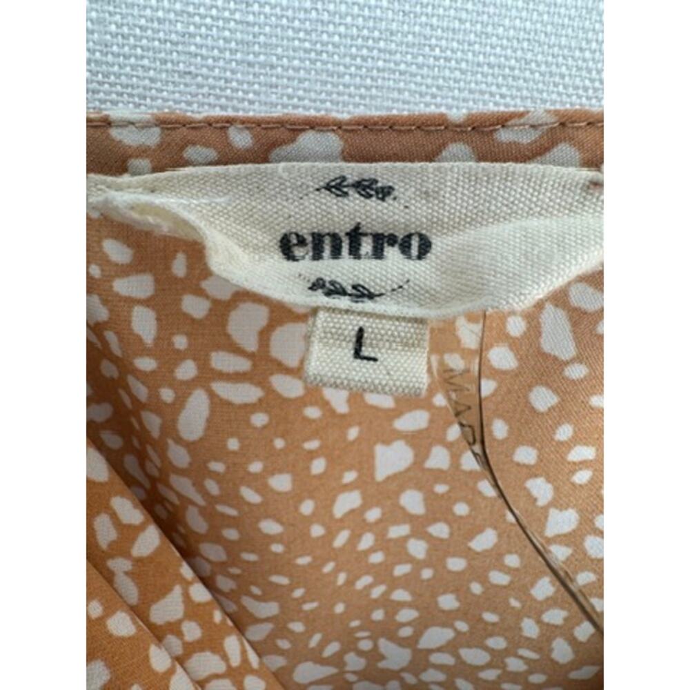412. Entro Pebble Print Tiered Romper Tan White Size L - Picture 3 of 9